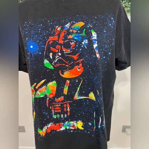 Darth Vader 100% Cotton Artsy Neon Paint Print Tee Shirt Size Medium - Picture 2 of 6